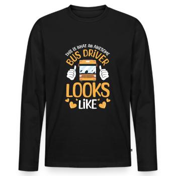 Busfahrer Schulbus Linienbus Transport - Männer Premium Bio Langarmshirt - Schwarz - Vorne - Nico (187cm)