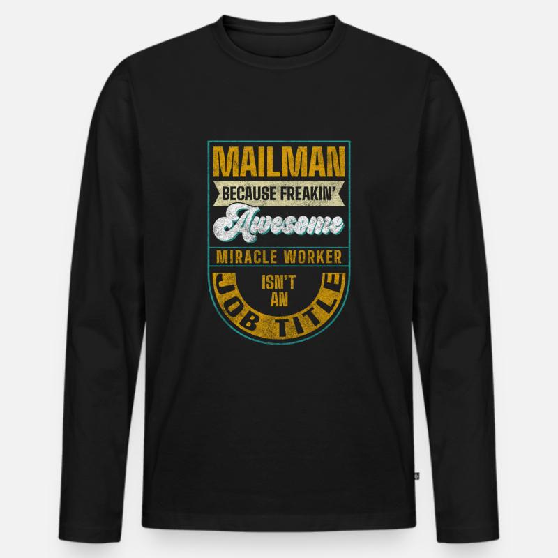 Postbote Briefe Arbeit - Männer Premium Bio Langarmshirt - Schwarz