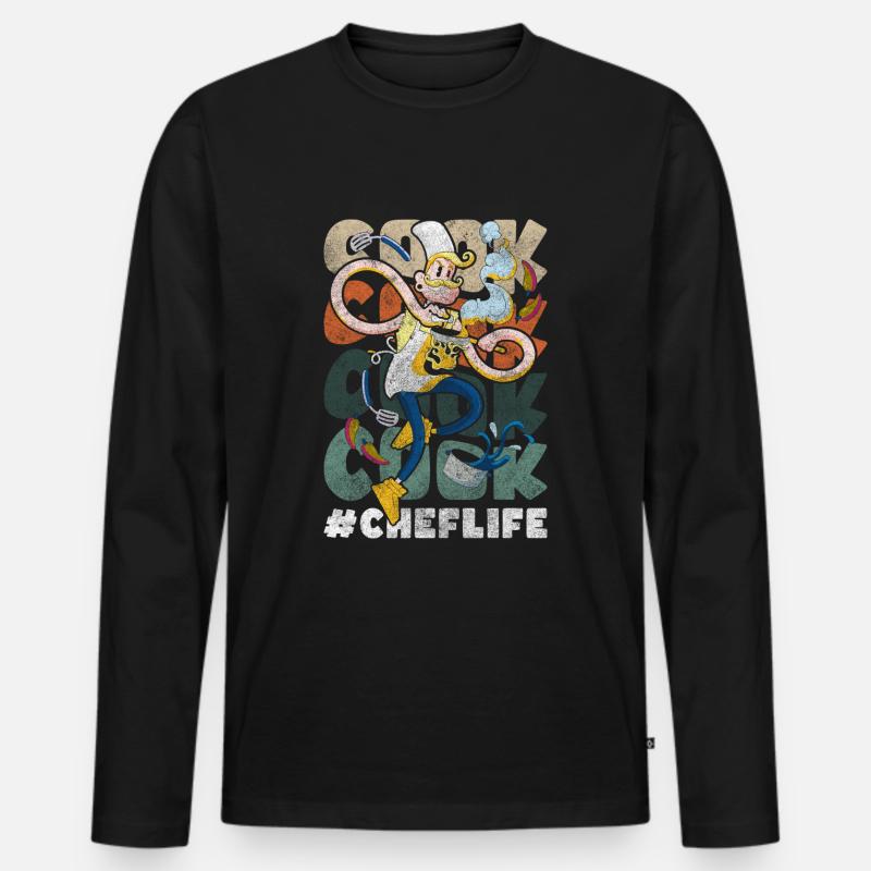 Koch Chef Kochkunst Geschmack - Männer Premium Bio Langarmshirt - Schwarz