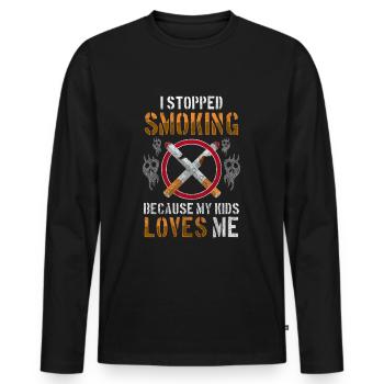 À la recherche du gagnant Discipline Ne pas fumer - T-shirt manches longues Premium bio Homme - noir - Devant - Nico (187cm)