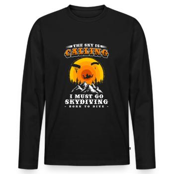 Skydiving Sky Freefall Sport - Men's Premium Organic Long Sleeve Shirt - black - Front - Nico (187cm)