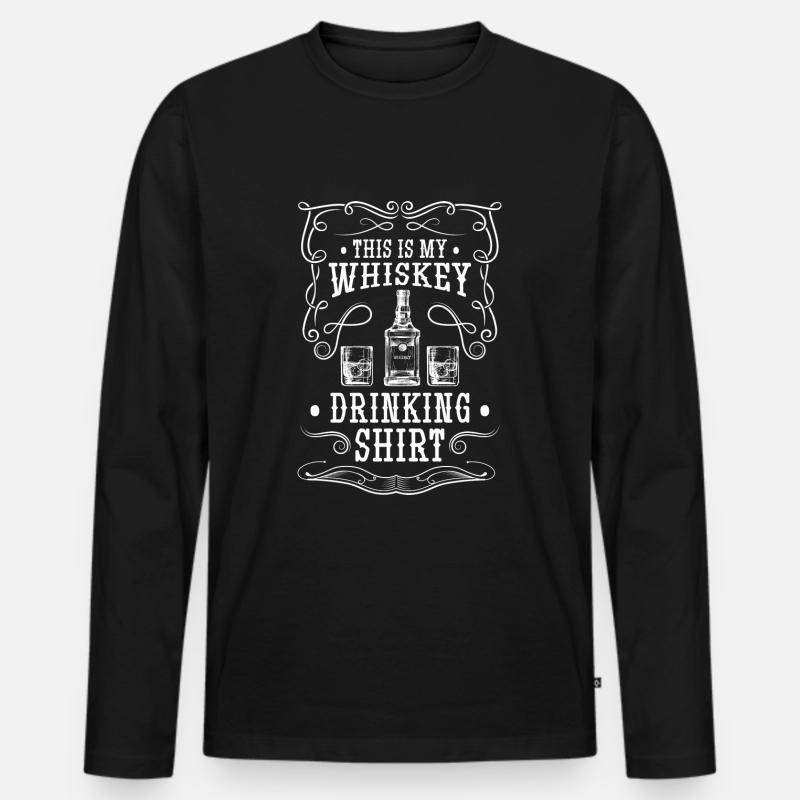 Rum Flasche Mann Rausch - Männer Premium Bio Langarmshirt - Schwarz