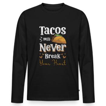 Célébrations espagnoles de tacos - T-shirt manches longues Premium bio Homme - noir - Devant - Nico (187cm)