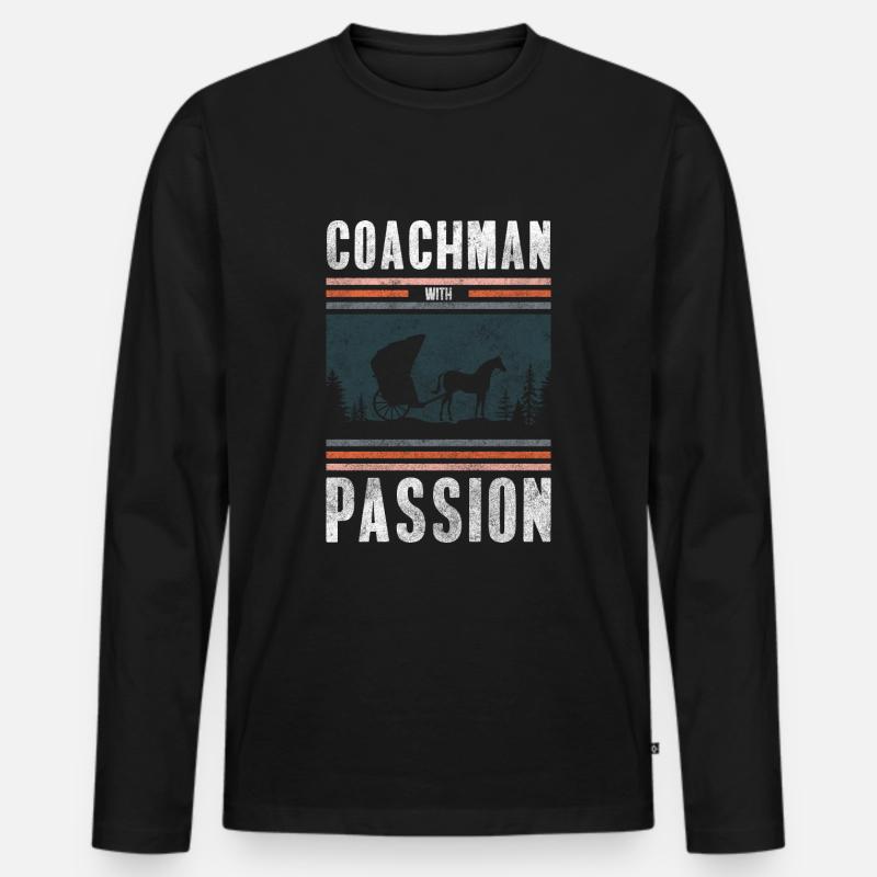 Pferdekutscher Hobby Oldschool - Männer Premium Bio Langarmshirt - Schwarz