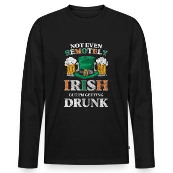 Pub Leprechaun Traveller Irish - Men's Premium Organic Long Sleeve Shirt - black - Front - Nico (187cm)