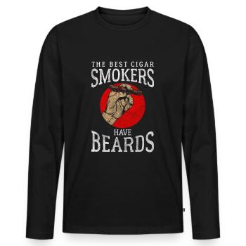 Raucher Zigarre Männerabend Kuba Genuss - Männer Premium Bio Langarmshirt - Schwarz - Vorne - Nico (187cm)