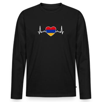 Arménie Arménie Drapeau Arménien Coeur Arménien - T-shirt manches longues Premium bio Homme - noir - Devant - Nico (187cm)