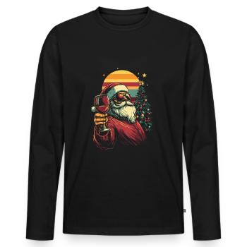 Weihnachten Wein Weihnachtsmann Weihnachtsfeier - Männer Premium Bio Langarmshirt - Schwarz - Vorne - Nico (187cm)
