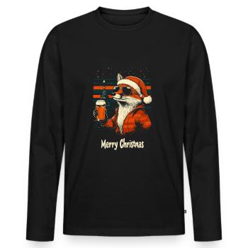 Bier Weihnachten Fuchs Weihnachtsfeier - Männer Premium Bio Langarmshirt - Schwarz - Vorne - Nico (187cm)