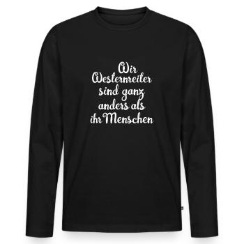 Wir Westernreiter sind ganz anders - Männer Premium Bio Langarmshirt - Schwarz - Vorne - Nico (187cm)