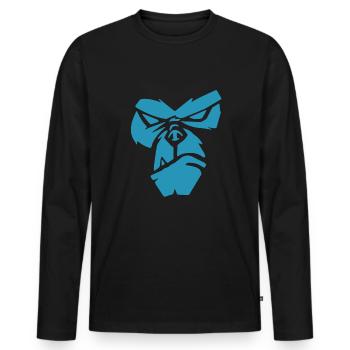 Poker Face | Gorille, Singe, Animaux, Bien-être animal - T-shirt manches longues Premium bio Homme - noir - Devant - Nico (187cm)