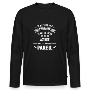 actrice - T-shirt manches longues Premium bio Homme - noir - Devant - Nico (187cm)