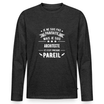 architecte - T-shirt manches longues Premium bio Homme - anthracite chiné - Devant - Nico (187cm)