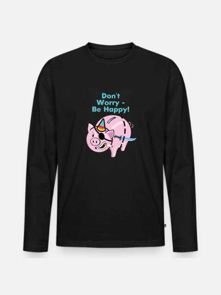 Pirate pig - Men's Premium Organic Long Sleeve Shirt - black