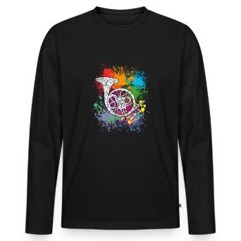 Horn - French Horn - Hunting Horn - Men's Premium Organic Long Sleeve Shirt - black - Front - Nico (187cm)