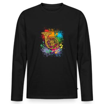 Horn - French Horn - Hunting Horn - Men's Premium Organic Long Sleeve Shirt - black - Front - Nico (187cm)