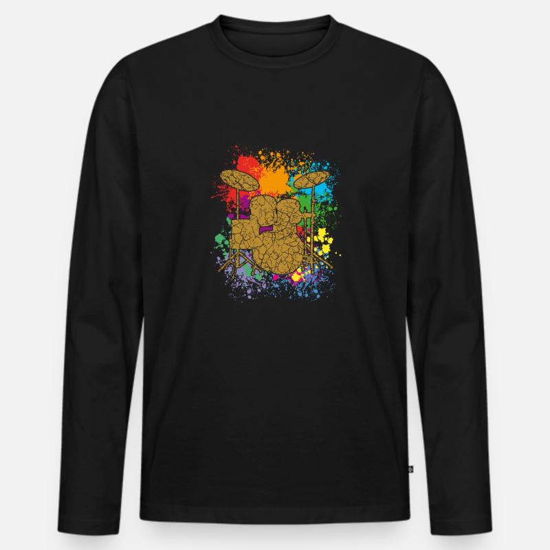 Drums - Drummer - Männer Premium Bio Langarmshirt - Schwarz