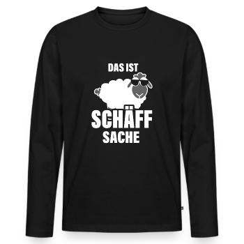 Das ist Chef Sache Schaf Schäff Wortspiel - Männer Premium Bio Langarmshirt - Schwarz - Vorne - Nico (187cm)