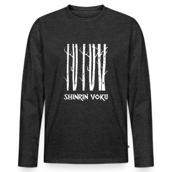 forest bathing shinrin yoku birch sap forest meditation - Men's Premium Organic Long Sleeve Shirt - heather anthracite - Front - Nico (187cm)