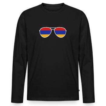 Armenia Armenien Sonnenbrille Armenian Flagge Flag - Männer Premium Bio Langarmshirt - Schwarz - Vorne - Nico (187cm)