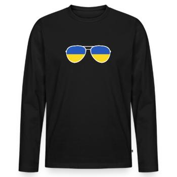 Ukraine Ukraina Slava Ukraine Sunglasses Flag - Men's Premium Organic Long Sleeve Shirt - black - Front - Nico (187cm)