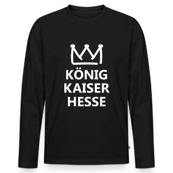 Der Kaiser aus Hessen - Männer Premium Bio Langarmshirt - Schwarz - Vorne - Nico (187cm)