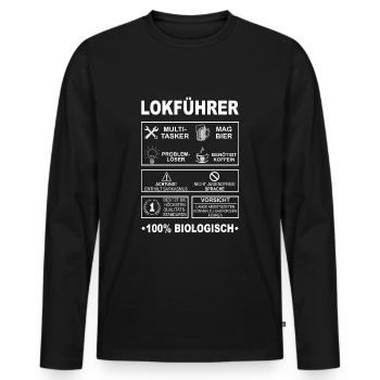 Modelleisenbahn Dampflok Modellbau Zug Lok Spruch - Männer Premium Bio Langarmshirt - Schwarz - Vorne - Nico (187cm)