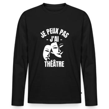 je peux pas j ai théâtre tee shirt humour - T-shirt manches longues Premium bio Homme - noir - Devant - Nico (187cm)