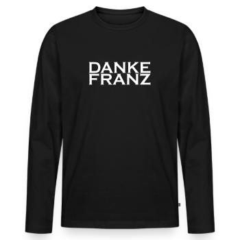 Danke Franz - Männer Premium Bio Langarmshirt - Schwarz - Vorne - Nico (187cm)