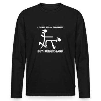 Ich spreche kein Japanisch, aber ich verstehe - Männer Premium Bio Langarmshirt - Schwarz - Vorne - Nico (187cm)