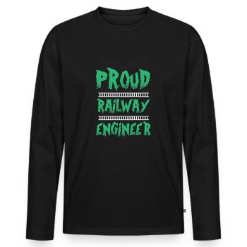 proud railway engineer - Men's Premium Organic Long Sleeve Shirt - black - Front - Nico (187cm)
