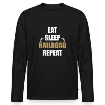 Eating sleeping railroad - Men's Premium Organic Long Sleeve Shirt - black - Front - Nico (187cm)
