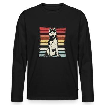 Strip Husky - T-shirt manches longues Premium bio Homme - noir - Devant - Nico (187cm)
