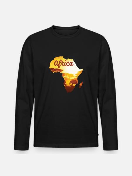 Africa Elephant - Men's Premium Organic Long Sleeve Shirt - black
