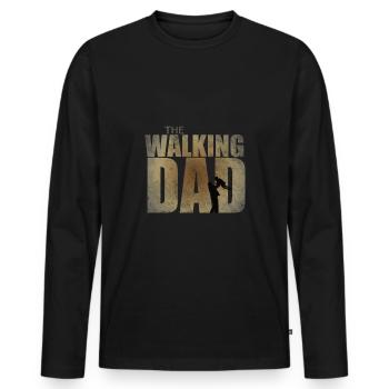 Le cadeau de papa walking pour les futurs papas - T-shirt manches longues Premium bio Homme - noir - Devant - Nico (187cm)