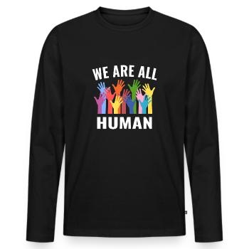 We are all humane equality - Men's Premium Organic Long Sleeve Shirt - black - Front - Nico (187cm)