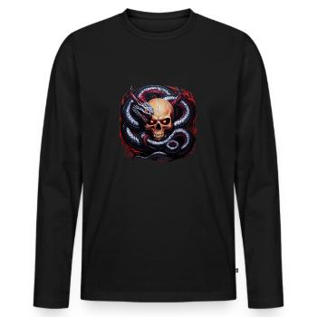 Wikingerschädel und Midgardschlange: Ein mythischer Entwi - Männer Premium Bio Langarmshirt - Schwarz - Vorne - Nico (187cm)