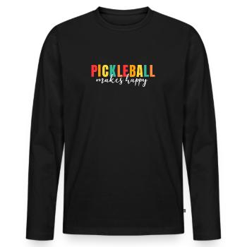 Pickleball makes happy Funny Pickle Ball Shirt - Männer Premium Bio Langarmshirt - Schwarz - Vorne - Nico (187cm)