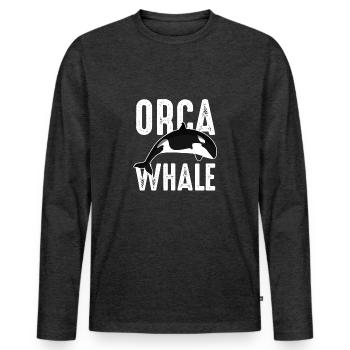 Orca - T-shirt manches longues Premium bio Homme - anthracite chiné - Devant - Nico (187cm)