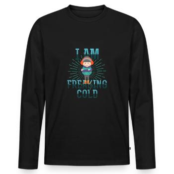 Winter time snowflake Christmas gift ice cream - Men's Premium Organic Long Sleeve Shirt - black - Front - Nico (187cm)