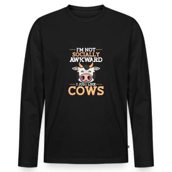 cow - Men's Premium Organic Long Sleeve Shirt - black - Front - Nico (187cm)