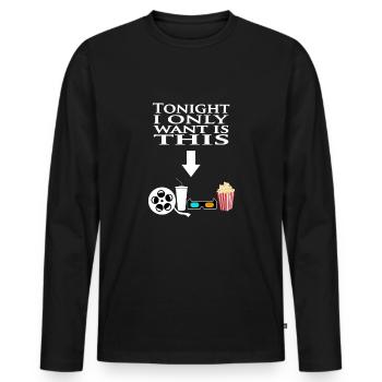 Cinéma Cinéma Soirée Passion - T-shirt manches longues Premium bio Homme - noir - Devant - Nico (187cm)
