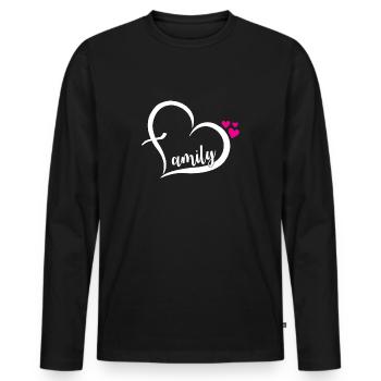 Cadeau de cohésion famille amour - T-shirt manches longues Premium bio Homme - noir - Devant - Nico (187cm)