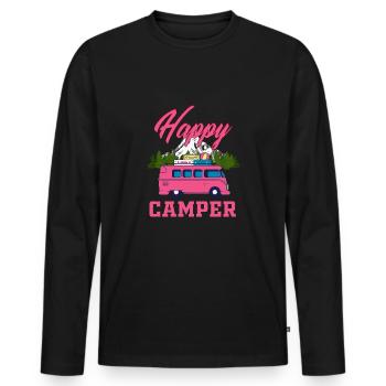 Campeur heureux - T-shirt manches longues Premium bio Homme - noir - Devant - Nico (187cm)