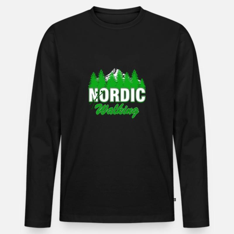 Nordic Walking Hobby - Männer Premium Bio Langarmshirt - Schwarz