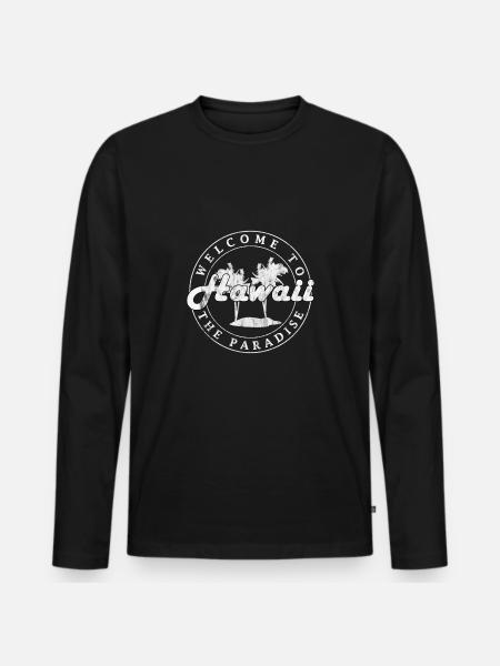 Willkommen Hawaii - Männer Premium Bio Langarmshirt - Schwarz