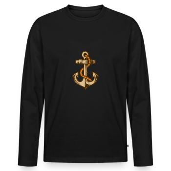 anchor - Men's Premium Organic Long Sleeve Shirt - black - Front - Nico (187cm)