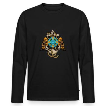 Anchors with wings - Men's Premium Organic Long Sleeve Shirt - black - Front - Nico (187cm)