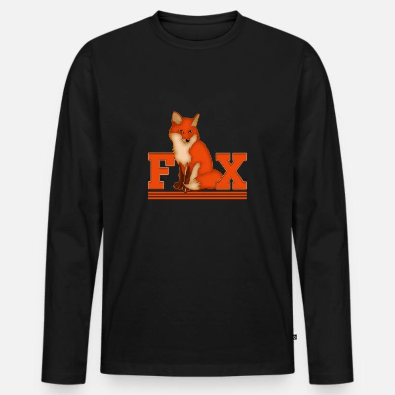 Fuchs Shirt - Männer Premium Bio Langarmshirt - Schwarz
