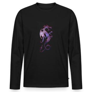 Galaxy dragon - Men's Premium Organic Long Sleeve Shirt - black - Front - Nico (187cm)